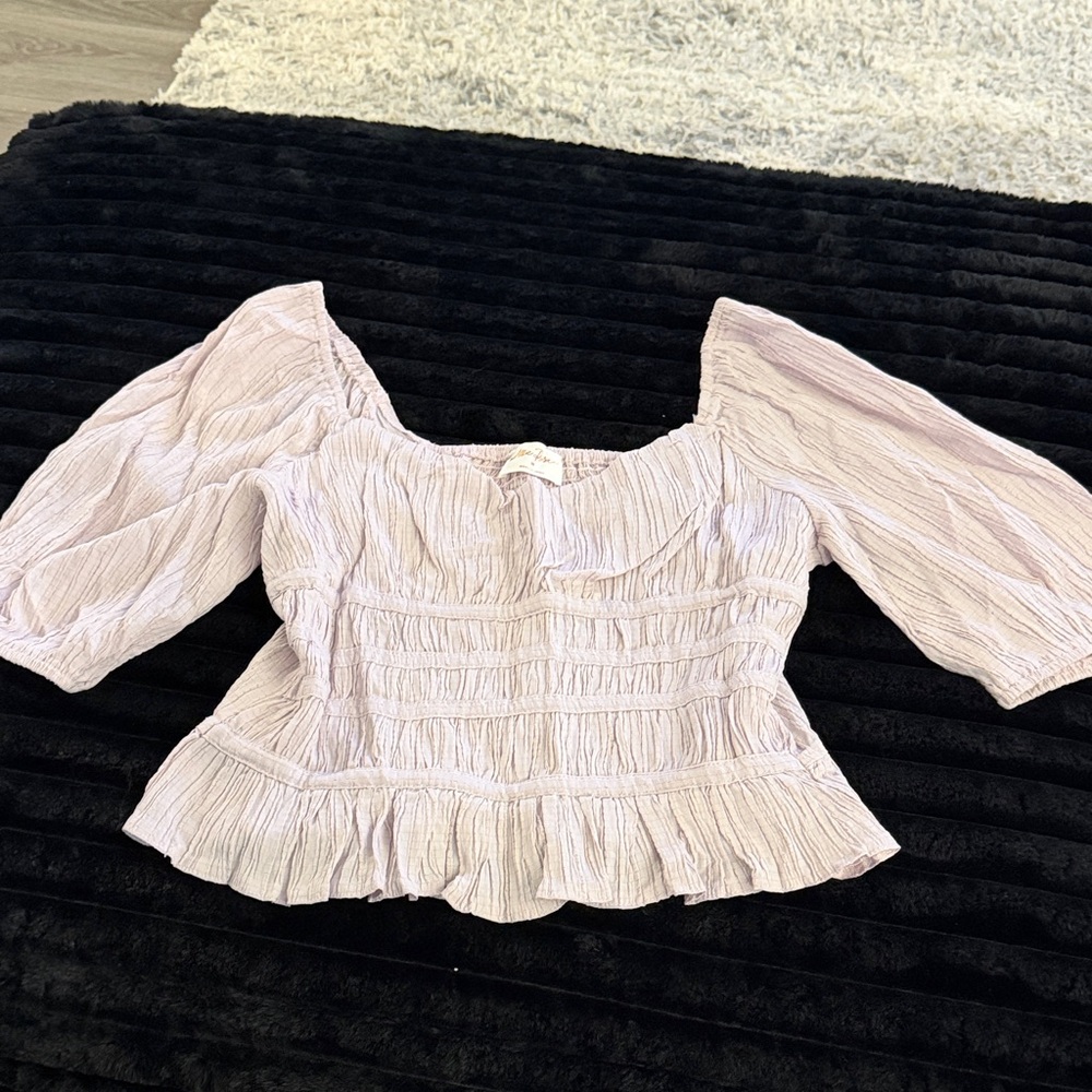 Elegant Lavender Ruched Blouse